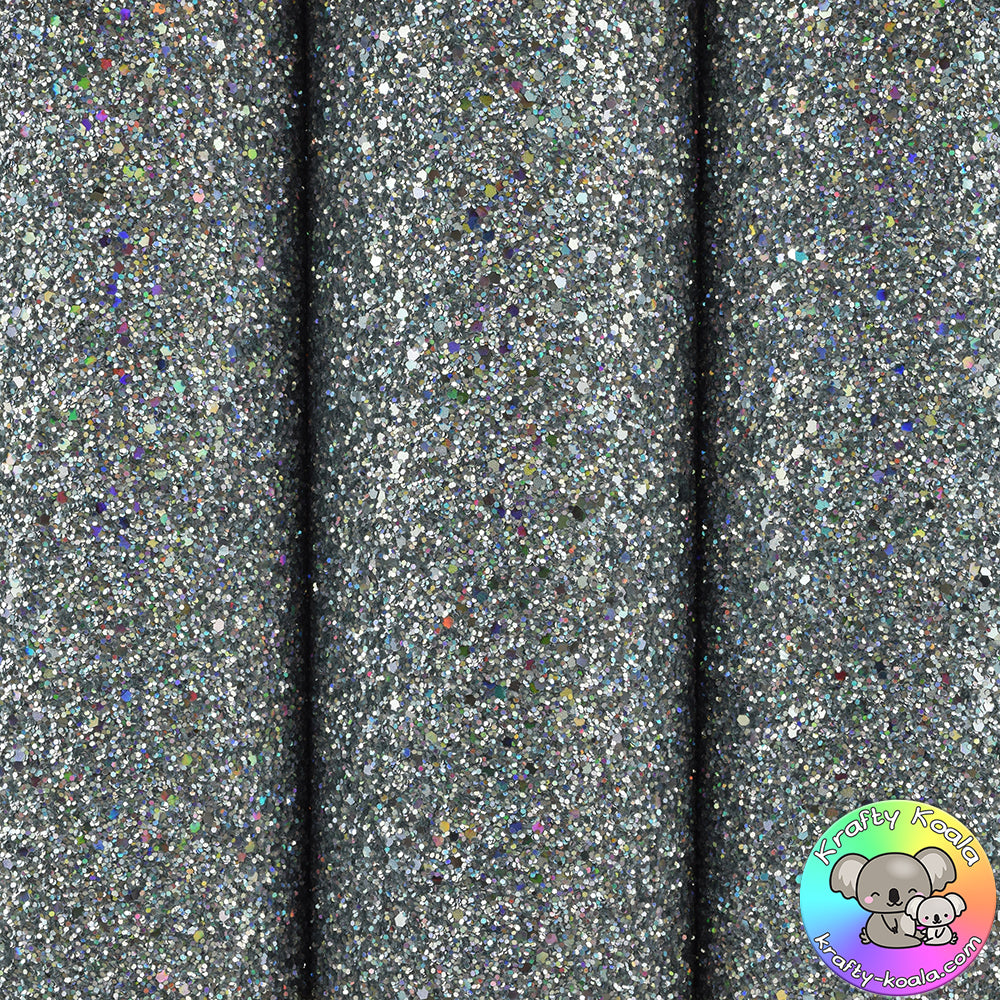 Silver Holographic Ultra Chunky Glitter Fabric