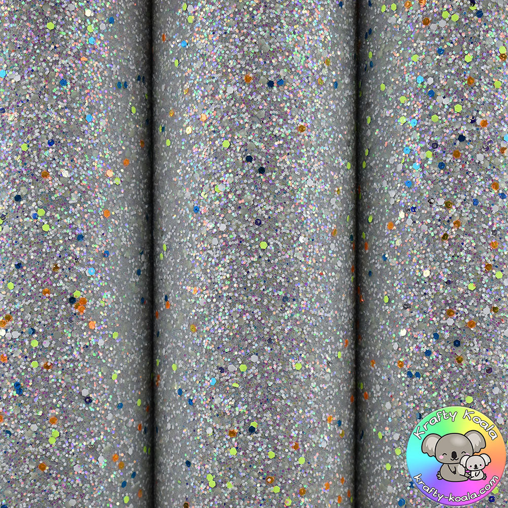 Silver Glow In The Dark Chunky Glitter Fabric