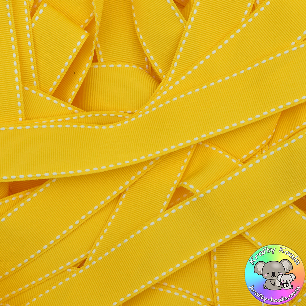 Sunshine Yellow Saddle Stitched Grosgrain Ribbon