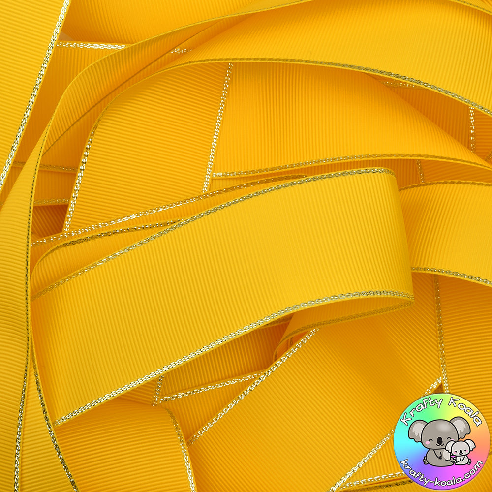 Sunshine Yellow Silver Edged Grosgrain Ribbon