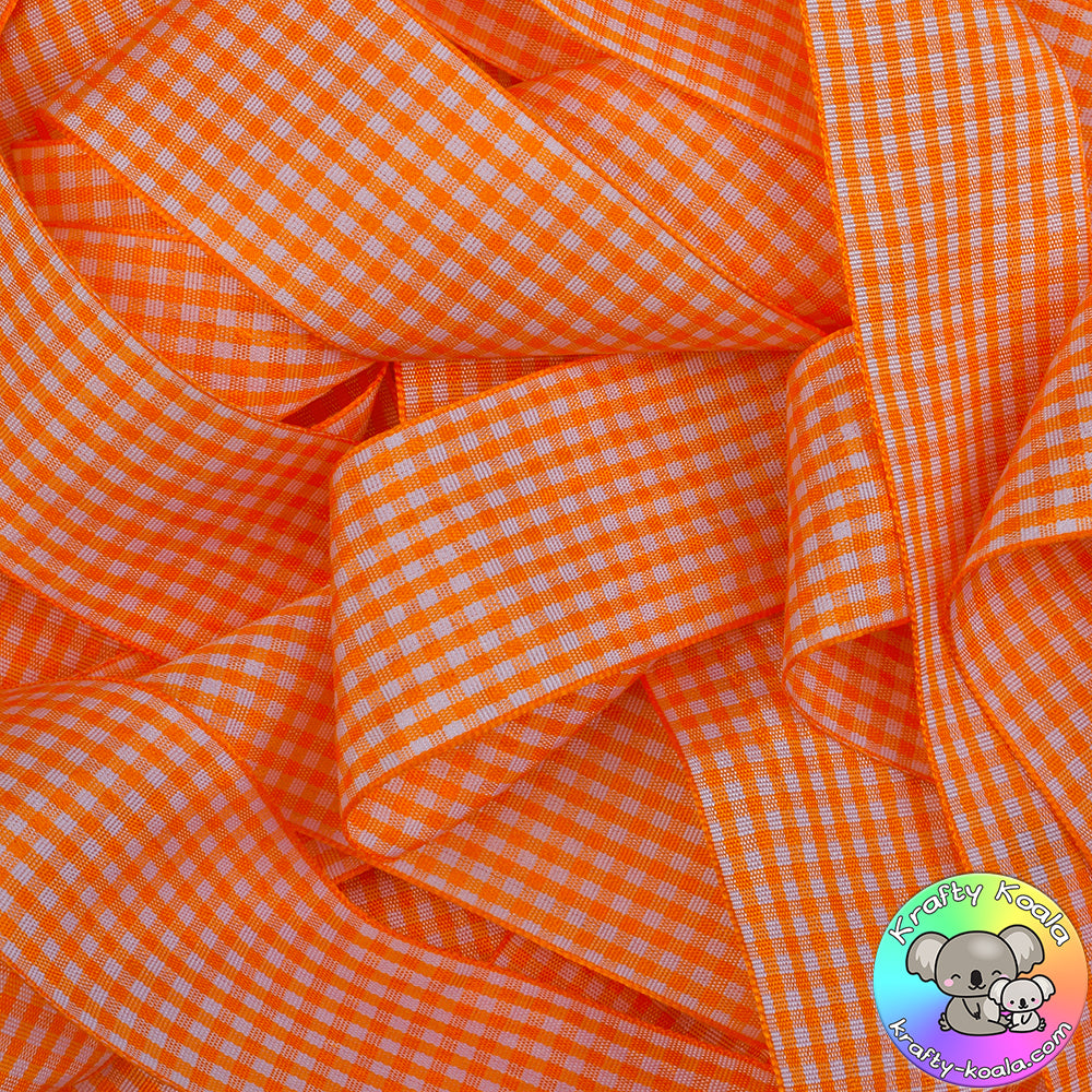 Tangerine Orange Gingham Ribbon