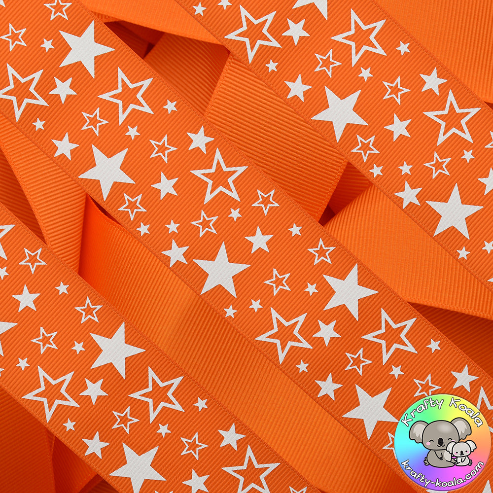 Tangerine Orange Stars Ribbon