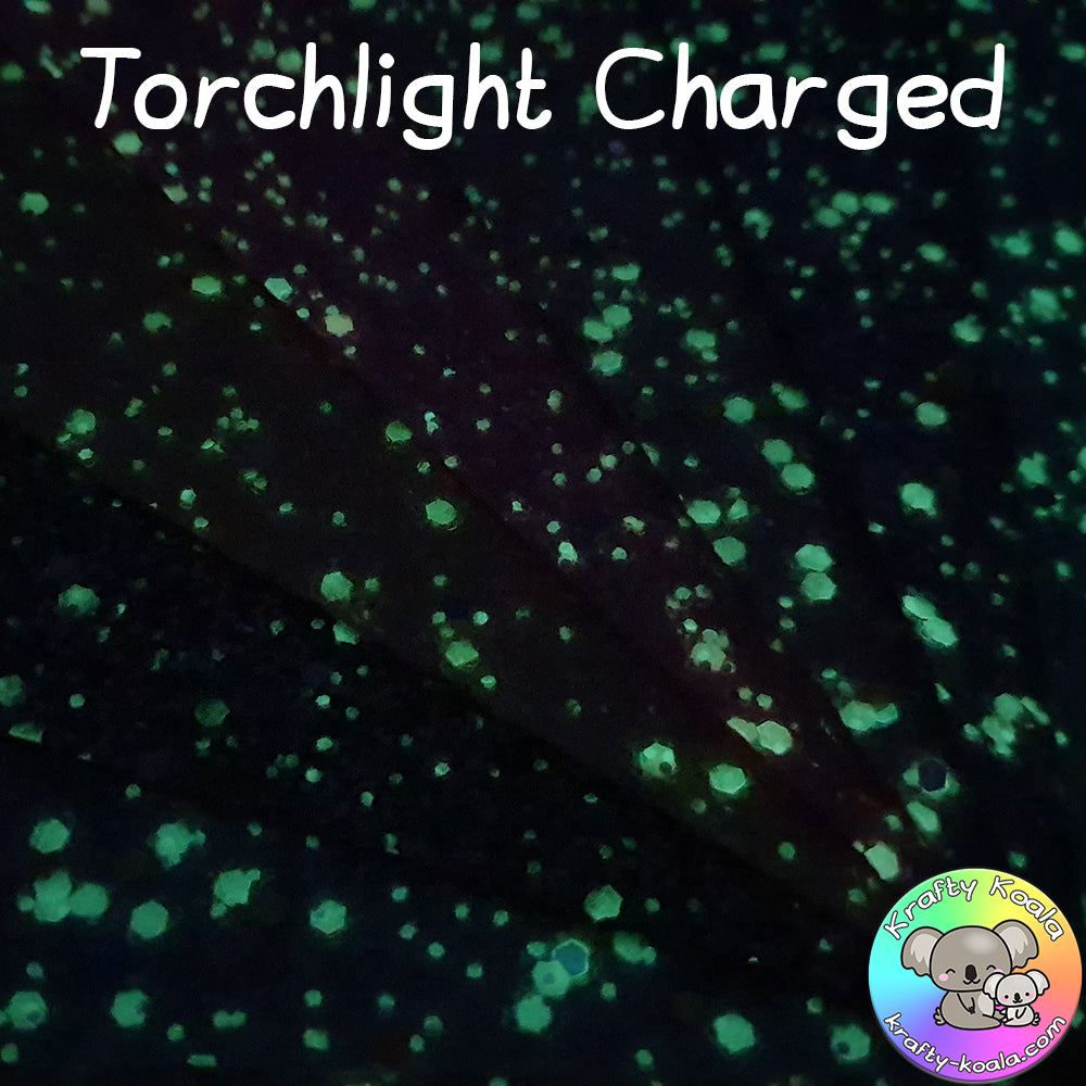 Cream Glow In The Dark Chunky Glitter Fabric