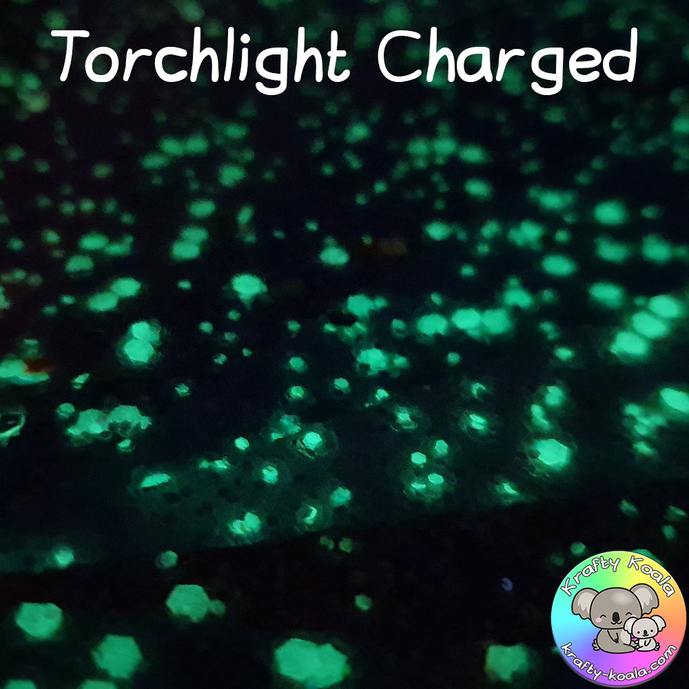 Blue Glow In The Dark Chunky Glitter Fabric