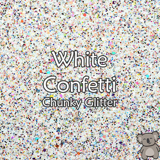 White Confetti Chunky Glitter Fabric