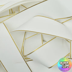 White Gold Edged Grosgrain Ribbon