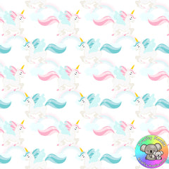 White Unicorns Fabric