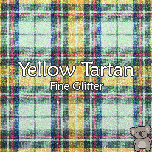 Yellow Tartan Fine Glitter Fabric