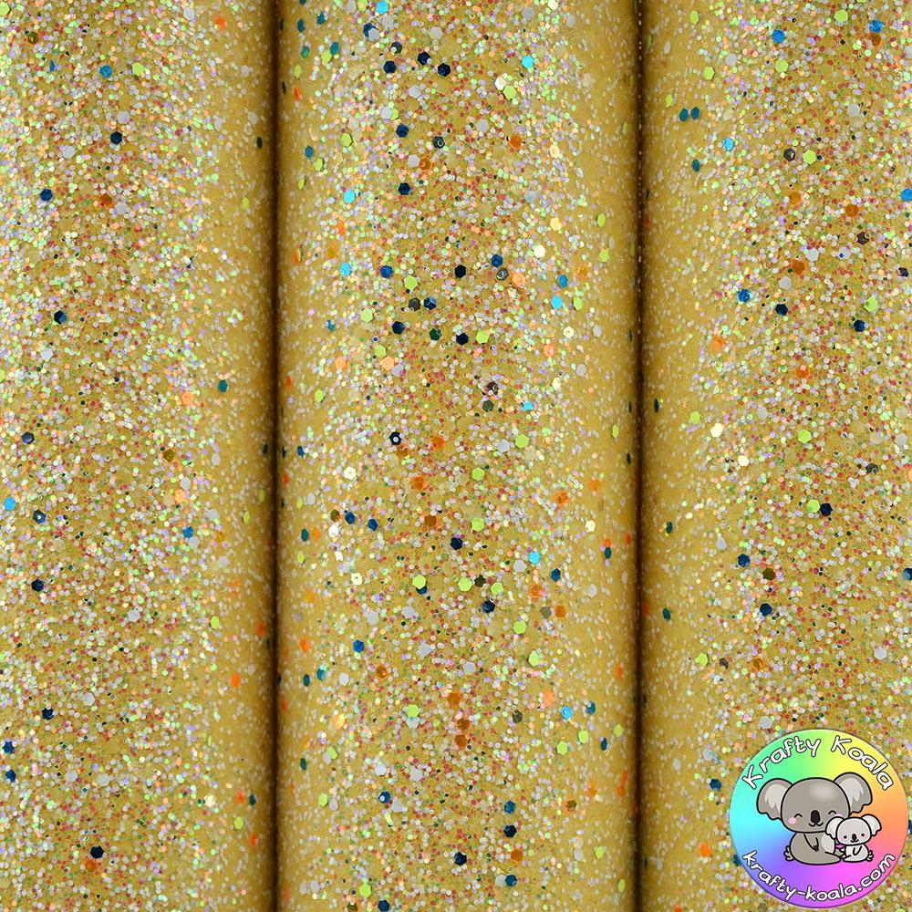 Yellow Glow In The Dark Chunky Glitter Fabric